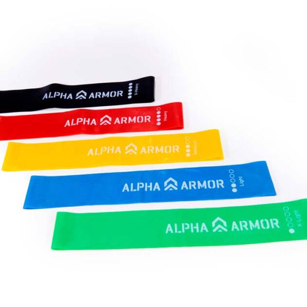 BANDAS DE RESISTENCIA MULTIFUNCIONAL ALPHA ARMOR® SET 5 PZAS
